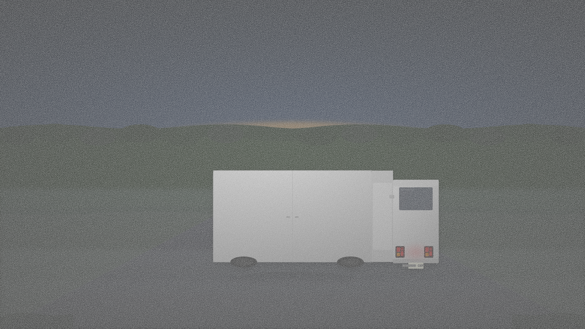 White transit van at dawn on a misty UK country road — built by drivers who know these lanes